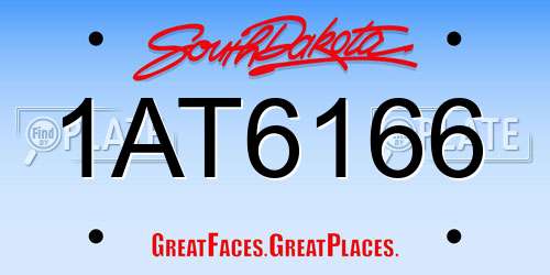 1AT6166 South Dakota License Plate