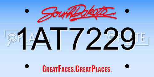 1AT7229 South Dakota License Plate