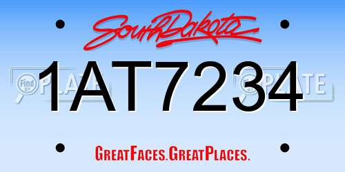 1AT7234 South Dakota License Plate