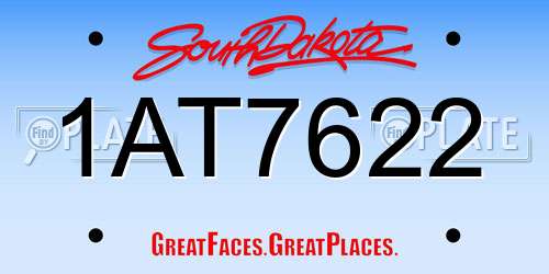 1AT7622 South Dakota License Plate