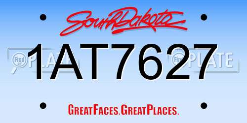 1AT7627 South Dakota License Plate
