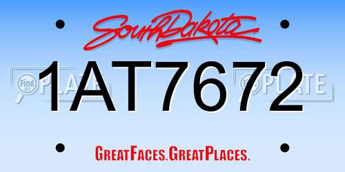 1AT7672 South Dakota License Plate