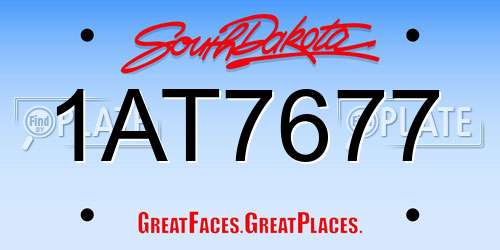 1AT7677 South Dakota License Plate