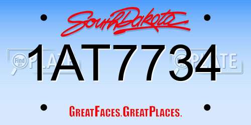 1AT7734 South Dakota License Plate
