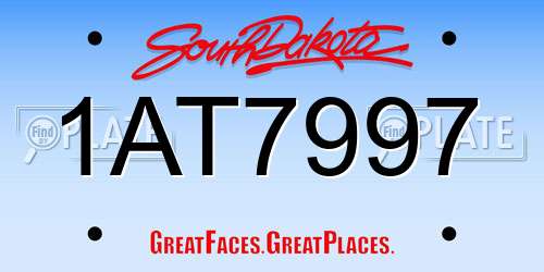 1AT7997 South Dakota License Plate