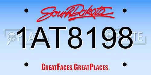 1AT8198 South Dakota License Plate
