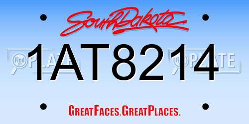 1AT8214 South Dakota License Plate