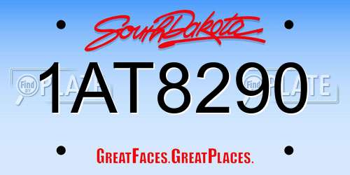 1AT8290 South Dakota License Plate