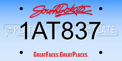 1AT837 South Dakota License Plate