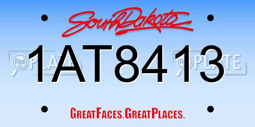 1AT8413 South Dakota License Plate