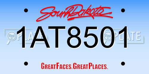 1AT8501 South Dakota License Plate