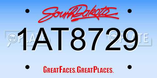 1AT8729 South Dakota License Plate