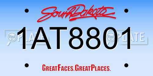 1AT8801 South Dakota License Plate