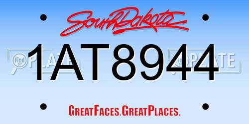 1AT8944 South Dakota License Plate