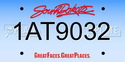 1AT9032 South Dakota License Plate