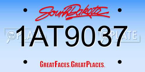 1AT9037 South Dakota License Plate