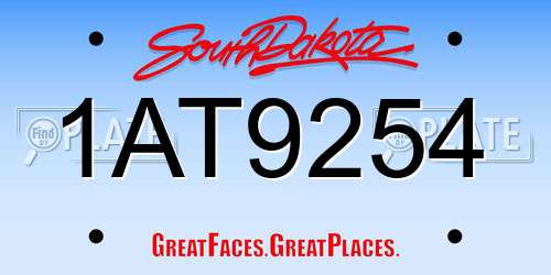 1AT9254 South Dakota License Plate
