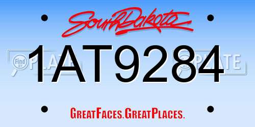 1AT9284 South Dakota License Plate