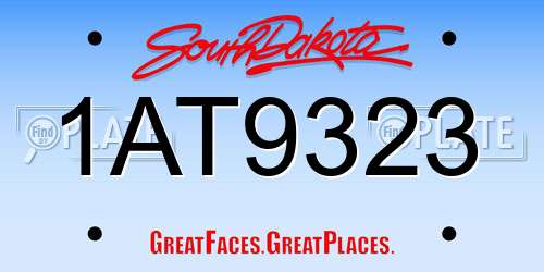1AT9323 South Dakota License Plate