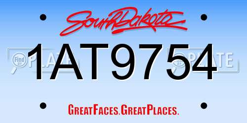 1AT9754 South Dakota License Plate
