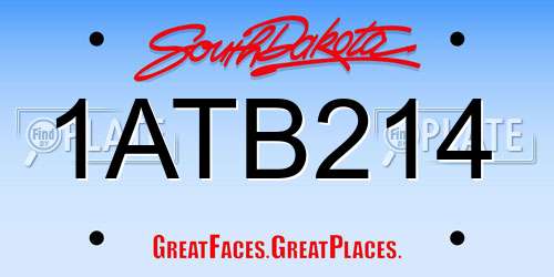 1ATB214 South Dakota License Plate