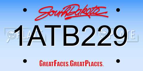 1ATB229 South Dakota License Plate