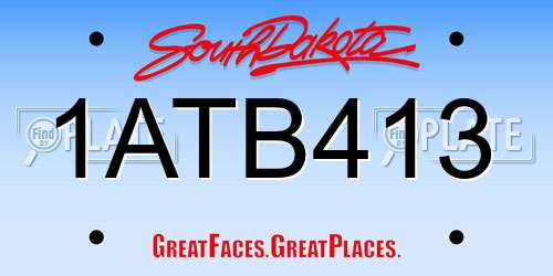 1ATB413 South Dakota License Plate