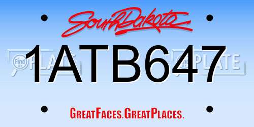 1ATB647 South Dakota License Plate