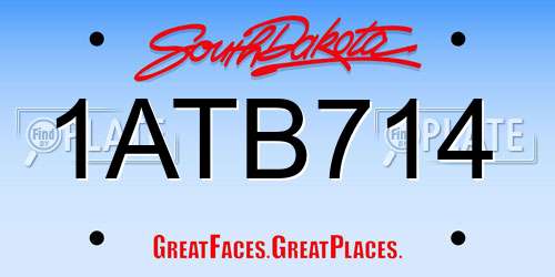 1ATB714 South Dakota License Plate
