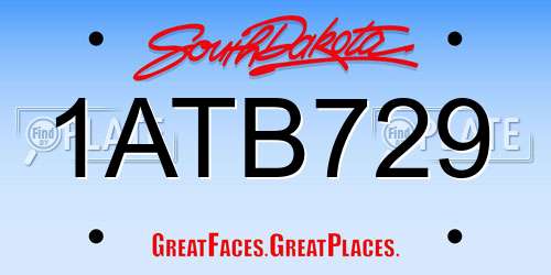1ATB729 South Dakota License Plate