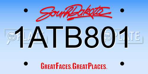 1ATB801 South Dakota License Plate