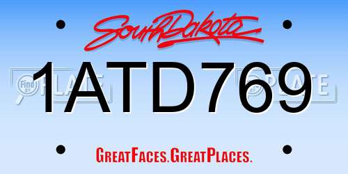1ATD769 South Dakota License Plate