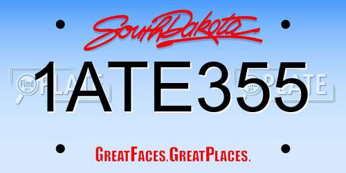 1ATE355 South Dakota License Plate