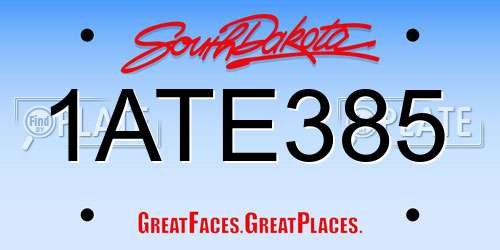 1ATE385 South Dakota License Plate