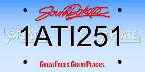 1ATI251 South Dakota License Plate