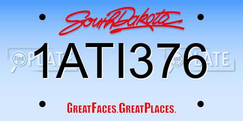 1ATI376 South Dakota License Plate