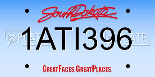 1ATI396 South Dakota License Plate