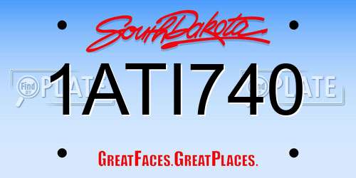1ATI740 South Dakota License Plate