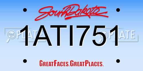 1ATI751 South Dakota License Plate