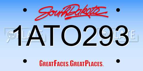 1ATO293 South Dakota License Plate