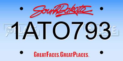 1ATO793 South Dakota License Plate