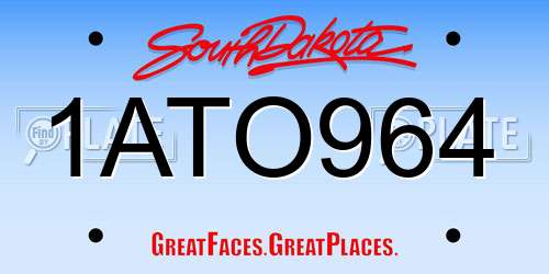 1ATO964 South Dakota License Plate