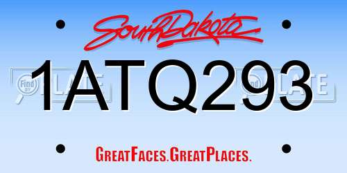 1ATQ293 South Dakota License Plate