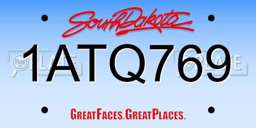 1ATQ769 South Dakota License Plate