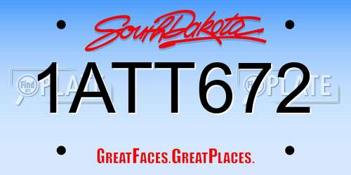1ATT672 South Dakota License Plate