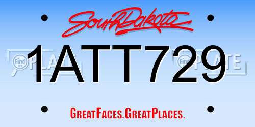 1ATT729 South Dakota License Plate