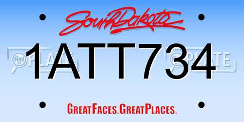 1ATT734 South Dakota License Plate