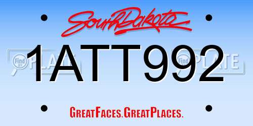 1ATT992 South Dakota License Plate