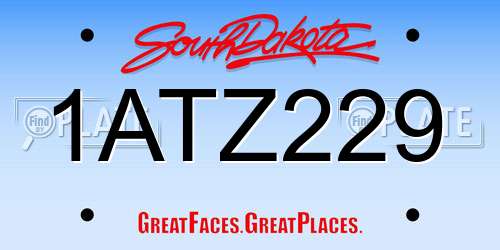 1ATZ229 South Dakota License Plate
