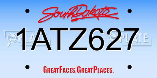 1ATZ627 South Dakota License Plate